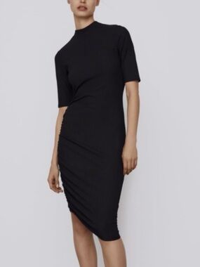 LBD ZARA NWT RIBBED MOCK-NECK FITTED DRESS M